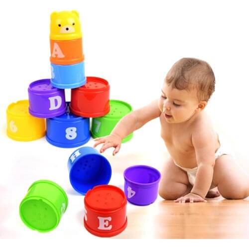 Rainbow Color Baby Stacking Cup Stacking Ring Tower Toys Early Educational Intelligence Toy Children Birthday Gift