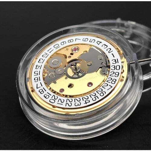 Standard PT5000 Golden Mechanical Watch Movement 2021 Top Brand Automatic Watch Replacement Movement White Datewheel 25 Jewels
