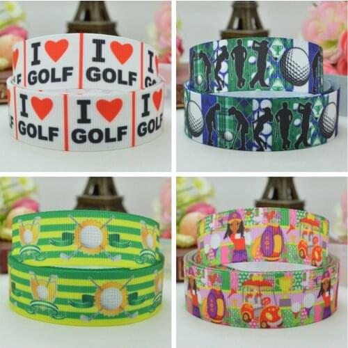 SUPWRF 16 22mm 1" 1.5" 50 75mm I LOVE Golf sports Printed grosgrain ribbon hair bow DIY hair accessories decoration 50Y B0929
