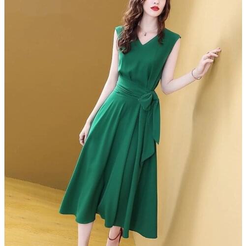 Women 2021 Summer Fashion V-neck Loose Vest Dresses Female Solid Color V-neck Vest Dress Ladies A-line Sleeveless Vestidos K230