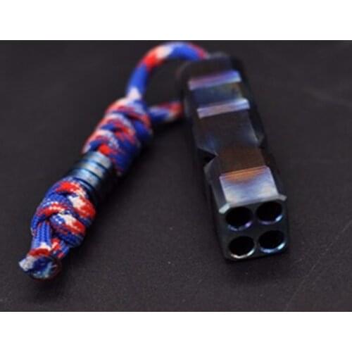 1PC Emergency Lifesaving Whistle Titanium Alloy four-hole Whistle Structure 120db Camping Lifesave SOS Survival Necklace Tools