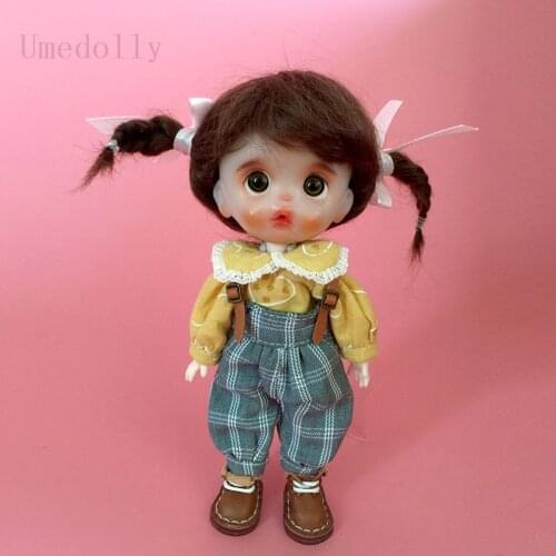 1PCS Cute Obitsu 11 Dolls Long-sleeved Shirts or High-waisted Bib Pants for OB11,1/12 BJD Doll Clothes Accessories