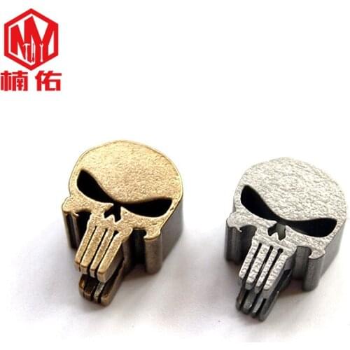 1PC Retro Skull Oxide EDCparacord Brass Knife Bead Lanyard Pendant Accessories