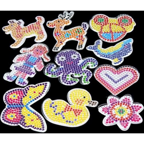 10pc Puzzle Pegboards Patterns With Colored Paper For 5mm Hama Per Beads Diy Kids Craft Plastic Stencil Child Fuse Bead Toys