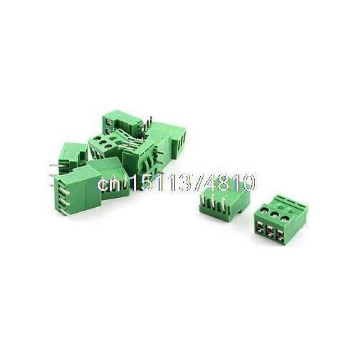 AC 300V 10A 3 Pins 3.96mm Pitch PCB Screw Terminal Block Connector Green 10 PCS