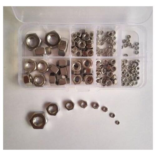 150PCS M2 M2.5 M3 M4 M5 M6 M8 M10 Stainless Steel Nut Nuts Assortment Kit Set Free Shipping