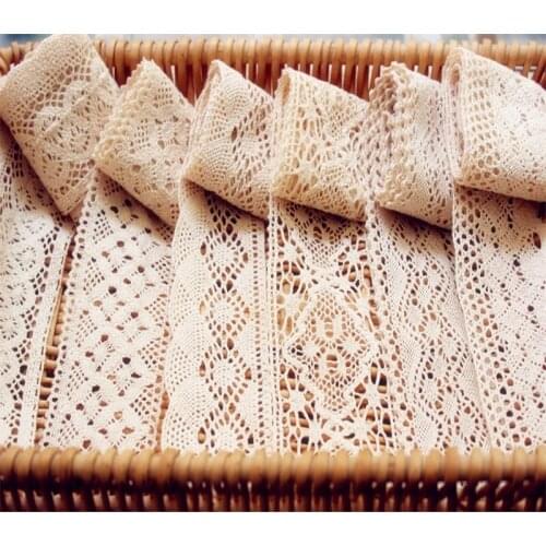 5m DIY Handmade Clothing Accessories Japanese Beige Lace Cotton Border Bedding Curtains Homemade Wewing Material Accessories