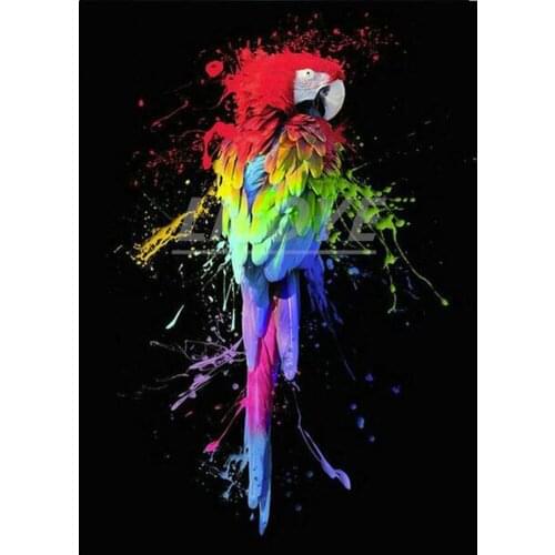 5D Diy Diamond Painting Black Colorful Parrot Full Square/Round Drill 3d Diamond Embroidery Sewing Artwork Mosaic Crafts DF149
