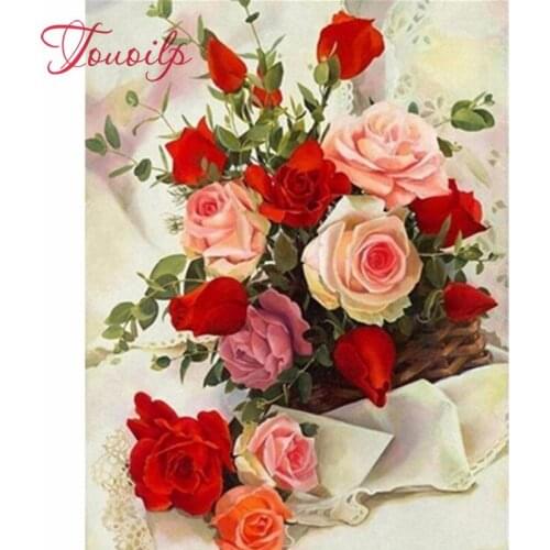 Touoilp Full Square Round Arrival Drill Mosaic Diamond Embroidery Rose 5D DIY Diamond Painting Flowers Garden Decoration