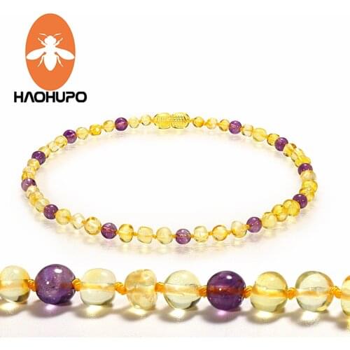 Hao Hu Po Baby Amber Bracelet/Necklace Natural Amethyst Quartz Adult Gifts Handmade Baltic Natural Jewelry Wholesale