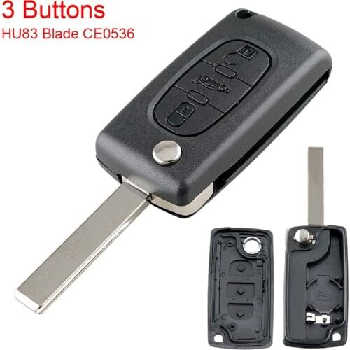 1 PCS 3 Buttons Car Key Case Fob Replacement Flip Folding Car Key Shell with Uncut Car Flip Key Fits for Citroen C2 C3 C4 C5 C6