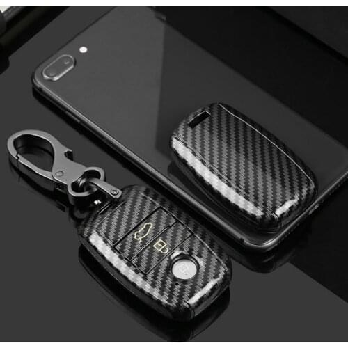 Carbon Fiber ABS Car Key Case For Kia K5 Sportage Sorento Forte Shuma Borrego Hyundai Remote Fob Cover Keychain Protector Bag