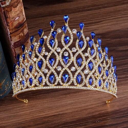 DIEZI Baroque Luxury Wedding Crown For Women Gorgeous 4 Colors Crystal Bridal Tiaras Crown Tiaras Headbands Hair Accessories