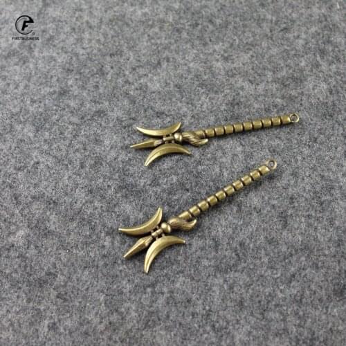 Designer Ancient Chinese Weapon Copper Halberd Solid Brass Armored Warrior Weapons Tea Pet Tea Knife Puer Tea Needle Key Chain