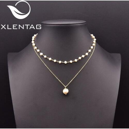 Xlentag Double Layer Winding Natural Freshwater Pearl Necklace Women Birthday Party Fashion Light Luxury Gift Jewelry GN0287