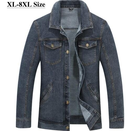 Oversized 8XL 7XL 6XL Mens Denim Jacket 2021 Autumn New Loose Motorcycle Jeans Coat Classic Casual Plus Size Brand Man Clothes