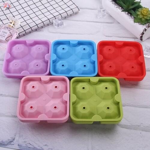 4-hole Ice Tray Mold Silicone Diamond Shape Ice Cream Tray Four-connected Silicone Creative Ice Tray Mold Chocolate Baking Tools