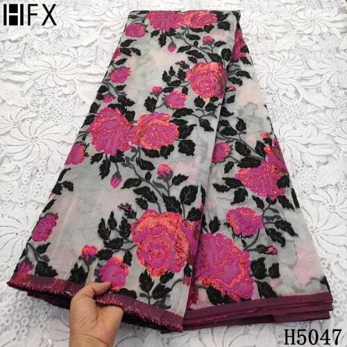 HFX Newest Brocade Lace Fabrics 5 yards 2021 Hot Selling African Lace Fabrics Jaquard Broacede Mesh Fabric For Sewing Cloth
