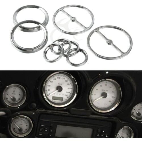 Motorcycle Chrome Speedometer Gauges Bezels Horn Cover For Harley Davidson Touring 1996-13