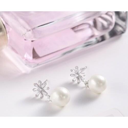 Classic Pearl Drop and Dangle Earrings for Women Gift Elegant KPOP Jewelry Silver Color Fashion Style 2021