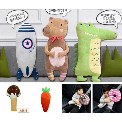 Korean ice cream car safety belt cover donut chocolate bar carrot childrens auto seat belts sleeping pillows for kids toys