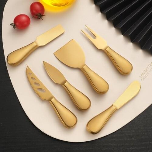 Creative stainless steel cheese knife home baked cake cream knife multi-purpose jam cheese knife six-piece set