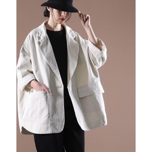 Spring Autumn 2021 New Female Korean Loose Large Size Literary One Button Solid Color Suit Jacket Women Oversize Coat zh1415