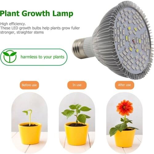 78 LED Plant Grow Lamp E27 Lamp Head Plants Growing Light Full Spectrum Flower Growth Nursery Lamps for Hydroponic Greenhouse