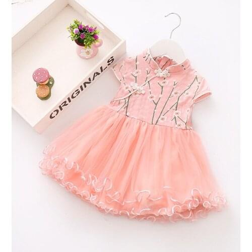 Summer Girl Dress Baby Ethnic Style Short-Sleeved Dress Child Floral Princess Dress Toddler Girl Dress Suitable For 1-3 Years