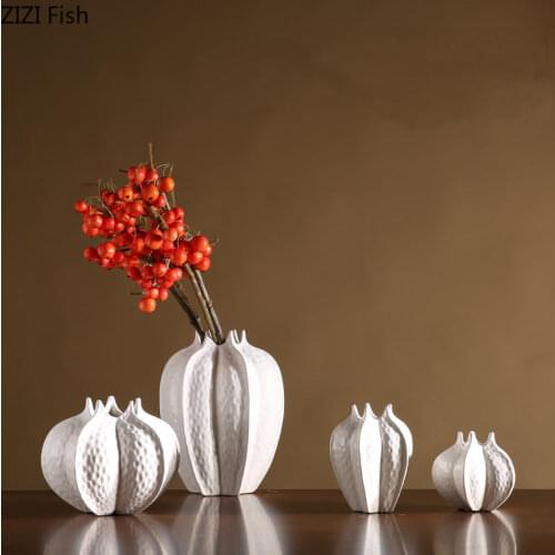 Table Decoration Flower White Ceramic Small Vase House Decoration Creative Living Room Flower Arrangement Porcelain Ornaments