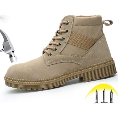 Male Suede Leather Puncture Proof Midsole Safety Shoes Mens Winter Warm Anti-smashing Anti-piercing Steel Toe Cap Work Shoes