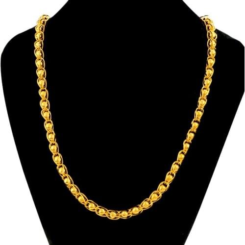 Classic 14K Gold Mens Necklace for Weddding Anniversary Gifts Exquisite Dragon Twisted Thread Bead Chain Fine Jewelry Male