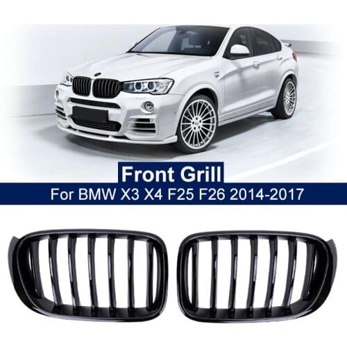 Car Front Sport Kidney Grill Grille Matte Glossy For BMW X3 F25 X4 F26 14-17 Single Line Slat Replacement Racing Bumper Grills