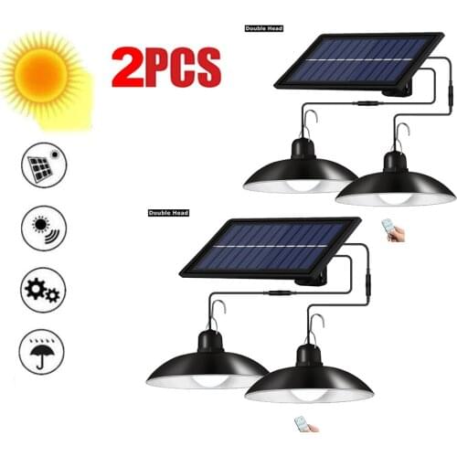 2pcs Retro Lampshade Solar Pendant Chandelier solar lamp Wireless Street light Charge Outdoor Security Garden Night Decoration L