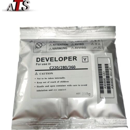 1Set Office accessories CMYK Developer Powder For Konica Minolta C220 C280 C360 copier parts compatible with C 220 280 360