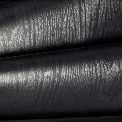 Decals Black Textured Wood Looking Self-adhesive Wallpaper Decorative Film Sticker Vinyl Waterproof