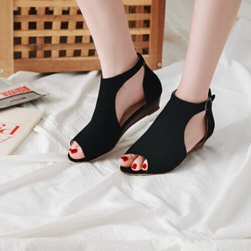 Big Size wedges shoes for women sandals women shoes woman ladies summer The fish mouth small slope heel belt buckle h