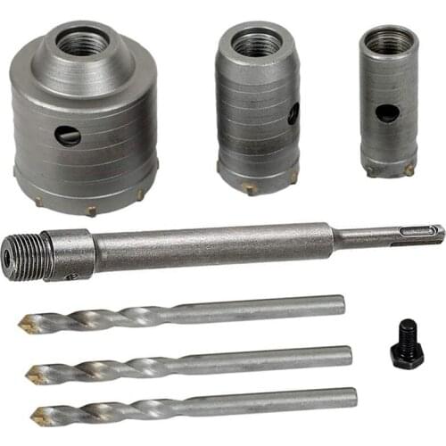 TOP Concrete Hole Saw Kits SDS Plus Shank Wall Hole Cutter Cement Drill Bit Sets(30, 40, 60mm), with 220mm Connecting Rod