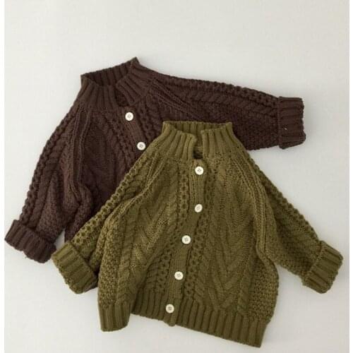 Baby Boys Girls Long Sleeve Solid Color Knitting Cardigan Spring Autumn Kids Knitting Clothes Kids Cardigan Sweaters