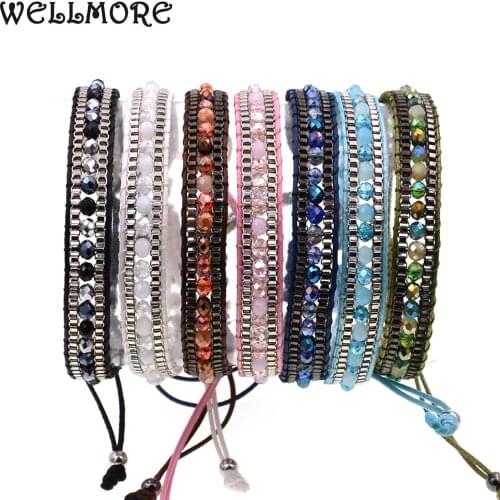WELLMORE Bohemia handmade crystal beads with chain bracelets charm bracelets for women jewelry wholesale