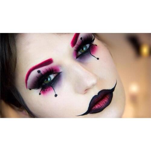 Women model brunette long hair looking at viewer face portrait makeup closeup 5-Size Home Decor Canvas Poster Print