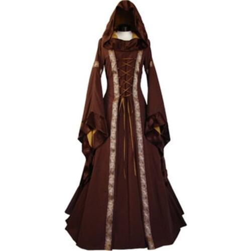 19th Century European Costumes Woman Medieval Renaissance Hooded Vestido Women Vintage Victorian Gothic Princess Dresses