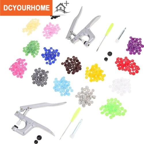 1Set Metal Press Pliers Tools Used for T3 T5 T8 Kam Button Fastener Snap Pliers+150 Set T5 Plastic Resin Press Stud Cloth Diaper