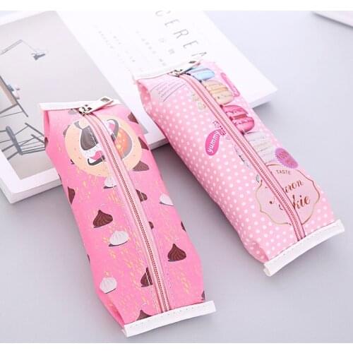 10pcs Wholesale Macaron Cracker School Pencil Case Cute PU Leather pencil bag Stationery pencil pouch office school supplies