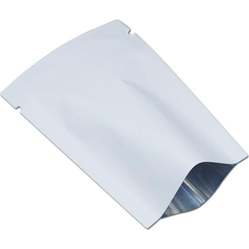 100PCS Matte White Aluminum Foil Bag Flat Mylar Pouch Open Top Heat Sealing Vacuum Bags for Nut Powder Spice Coffee Storage Pack
