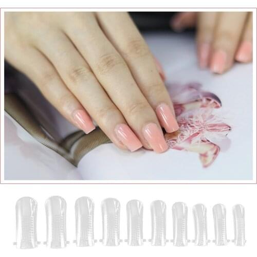 100PCS Assorted Size Clear False Artificial Nail Art Tips with Scale for Women Girls Ladies Professional Salon Home Use