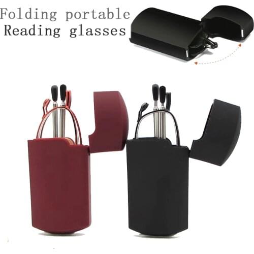 2021 Fashion Portable Design Reading Glasses Men Women Folding Small Glasses Frame Black Metal Glasses With Original Box Mini