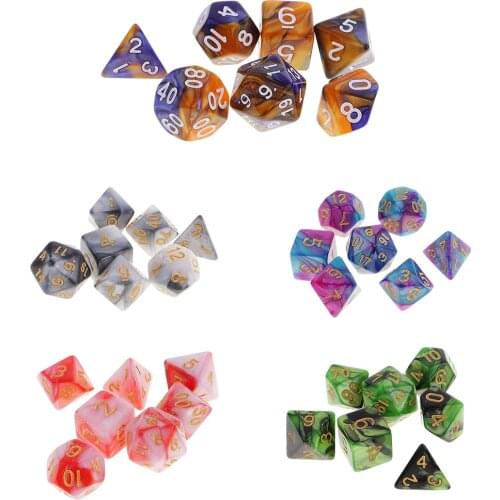 7pcs/set D4 D6 D8 D10 D12 D20 Polyhedral Dices Numbers Dials Desktop Table Board Game