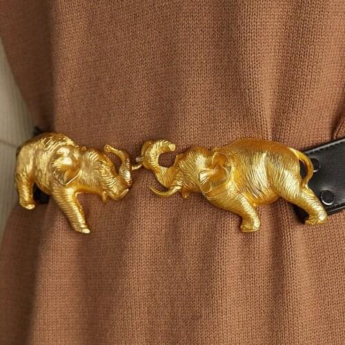 【Biutefou】Original Design Women Exquisitely Carved Elephant Leather Belt Clothes Decoration