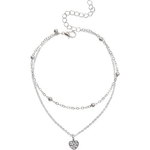 Simple Heart Female Anklets Barefoot Crochet Sandals Foot Jewelry Leg Anklets On Foot Ankle Bracelets For Women Leg Chain K396